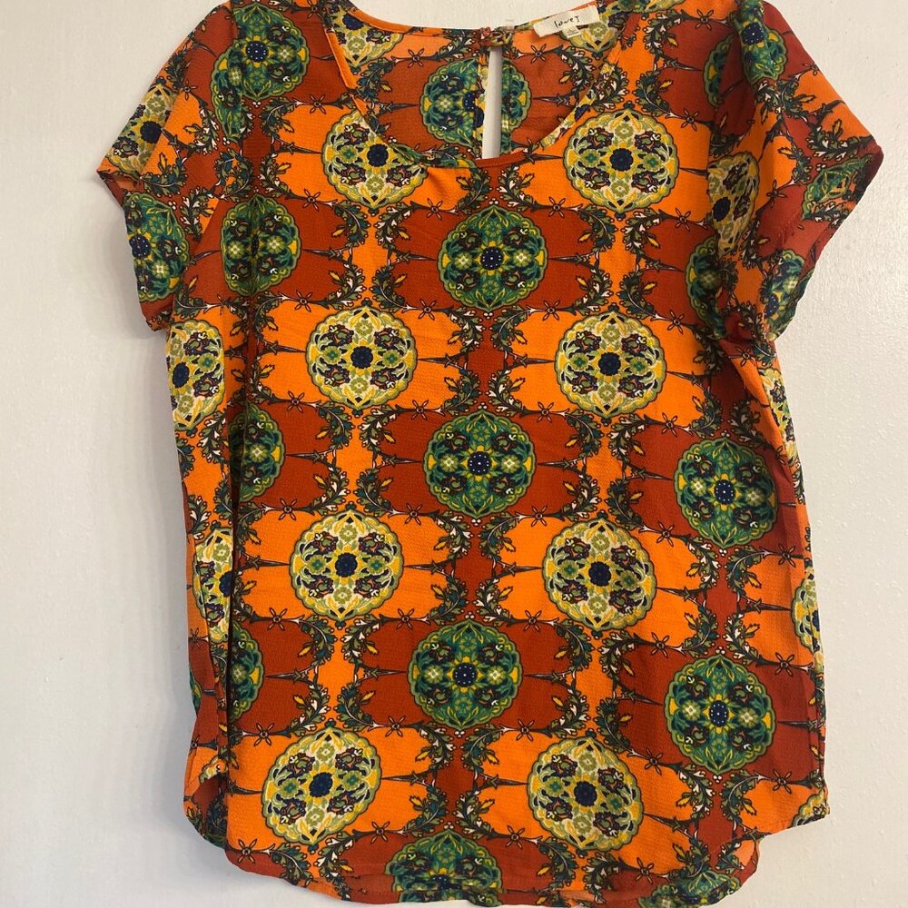 Multi Color Orange Pattern Shirt - Love J - L